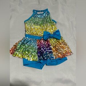 Weissman Rainbow Sequins Short Dance Suit Size large child